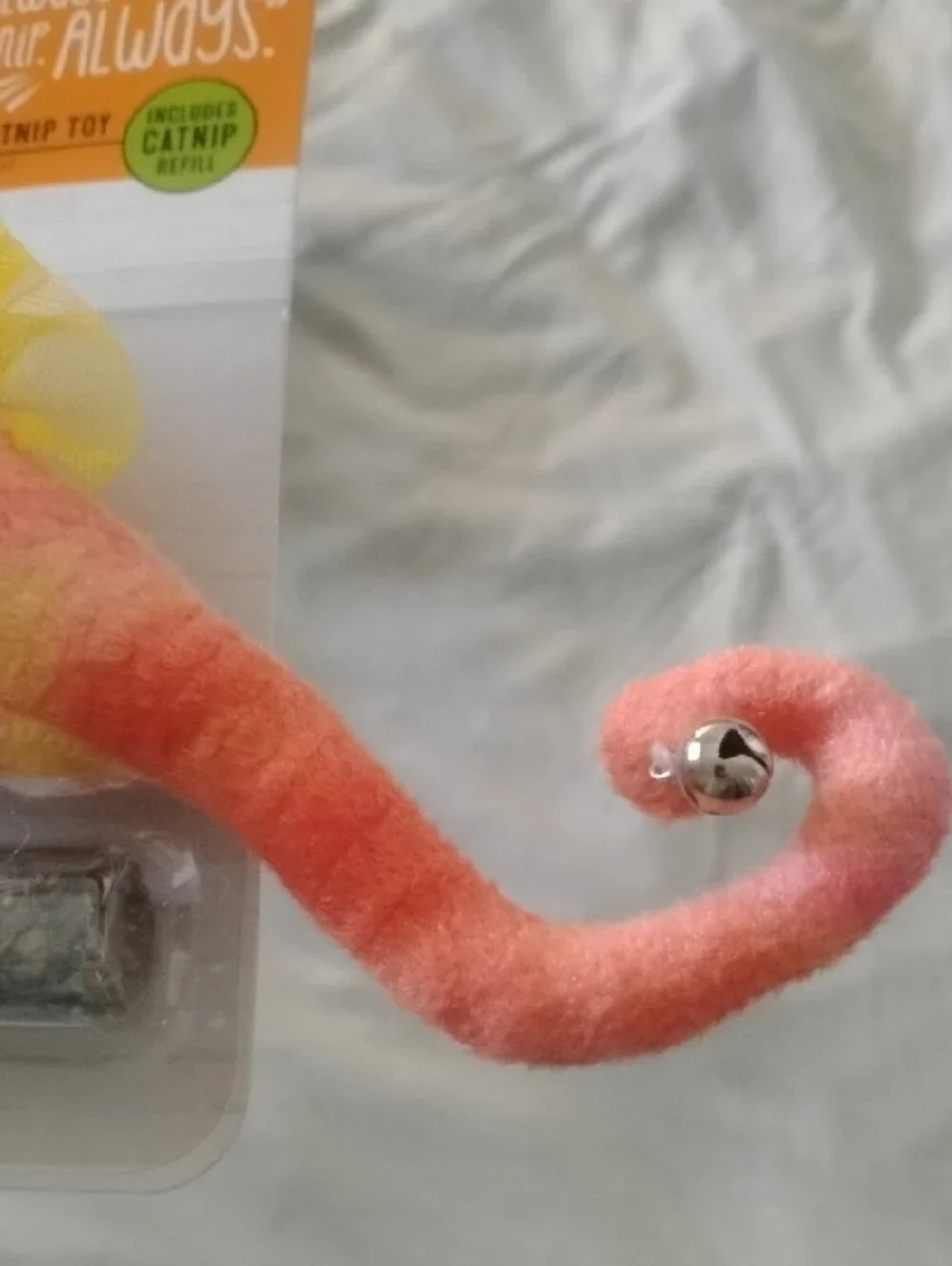 Refillable Pink & Yellow Catnip Chameleon Toy - Interactive Plush
